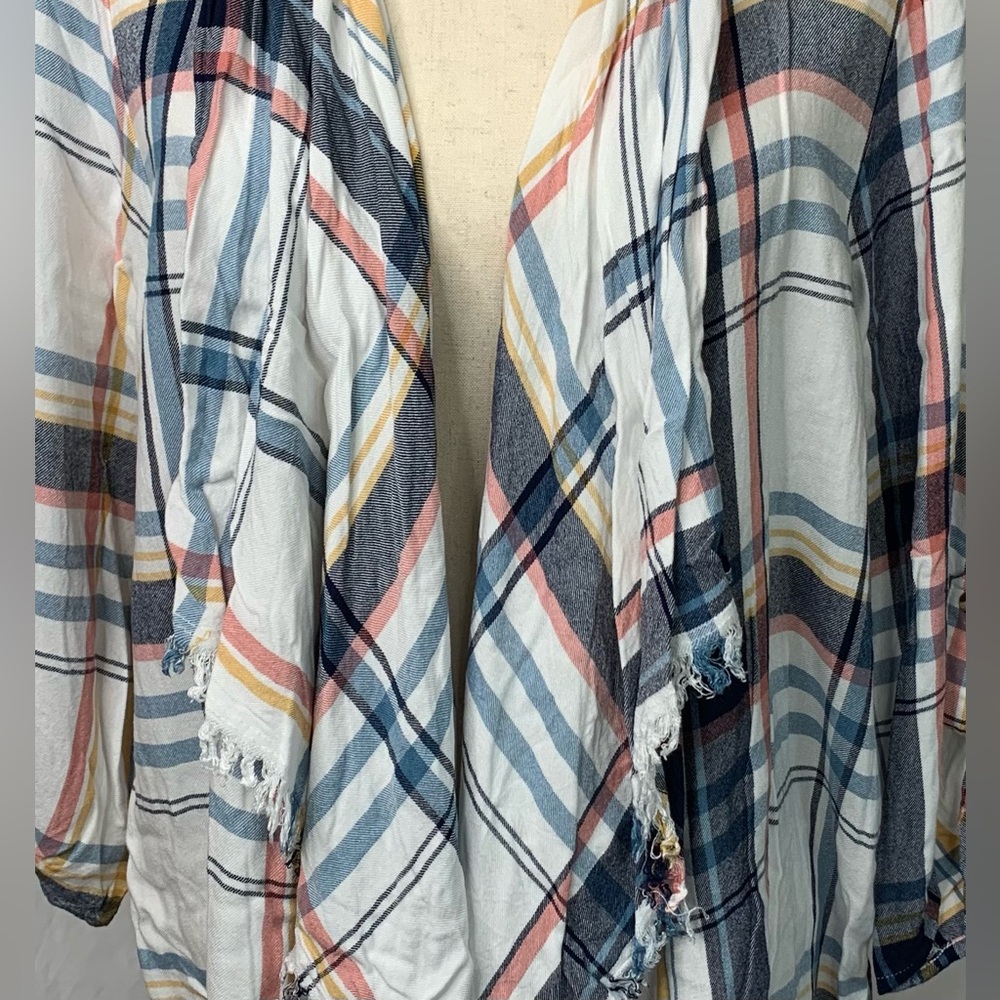 3/$30 Maurice’s Women’s Plaid Open Front Kimono Cardigan Size 0 - Picture 4 of 12